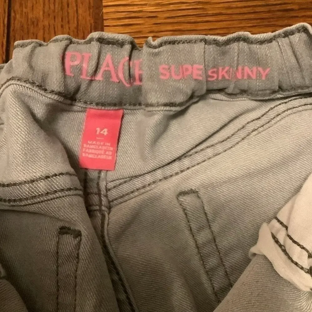 The CHILDREN’S PLACE Super Skinny Jeans Light Gray Size 14 (Girls)